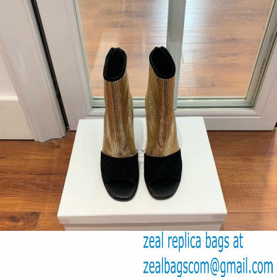 Balmain Heel 10.5cm Leather Open Toe Ankle Boots Black/Gold 2022