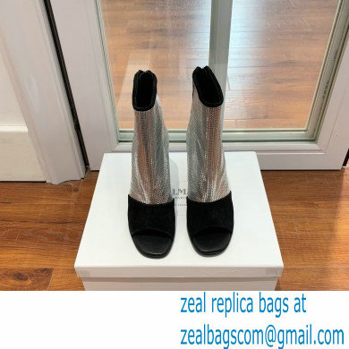 Balmain Heel 10.5cm Leather Open Toe Ankle Boots Black/Silver 2022 - Click Image to Close