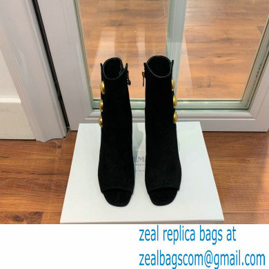 Balmain Heel 10.5cm Roma Ankle Boots Suede Black 2022 - Click Image to Close