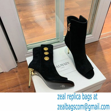 Balmain Heel 10.5cm Roma Ankle Boots Suede Black 2022 - Click Image to Close