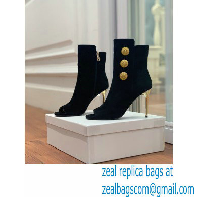 Balmain Heel 10.5cm Roma Ankle Boots Suede Black 2022