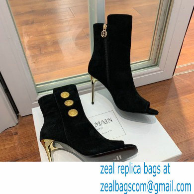 Balmain Heel 10.5cm Roma Ankle Boots Suede Black 2022 - Click Image to Close