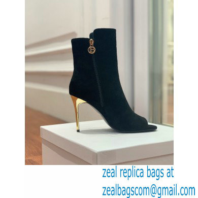 Balmain Heel 10.5cm Roma Ankle Boots Suede Black 2022