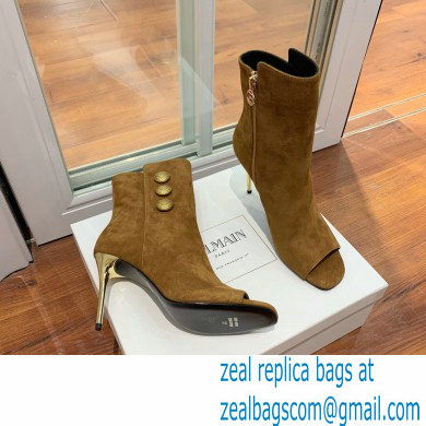 Balmain Heel 10.5cm Roma Ankle Boots Suede Brown 2022