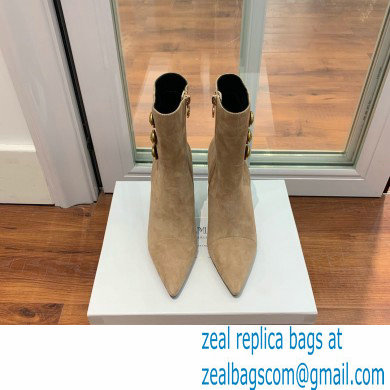 Balmain Heel 10.5cm Roni Ankle Boots Suede Beige 2022