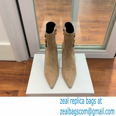 Balmain Heel 10.5cm Roni Ankle Boots Suede Beige 2022 - Click Image to Close