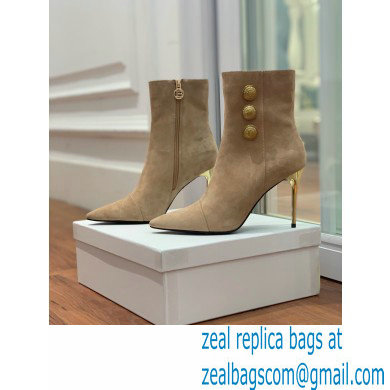 Balmain Heel 10.5cm Roni Ankle Boots Suede Beige 2022