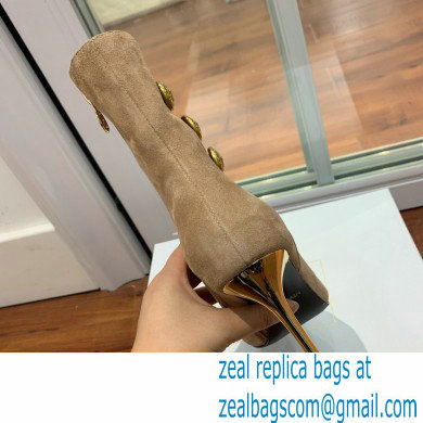 Balmain Heel 10.5cm Roni Ankle Boots Suede Beige 2022