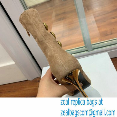 Balmain Heel 10.5cm Roni Ankle Boots Suede Beige 2022 - Click Image to Close