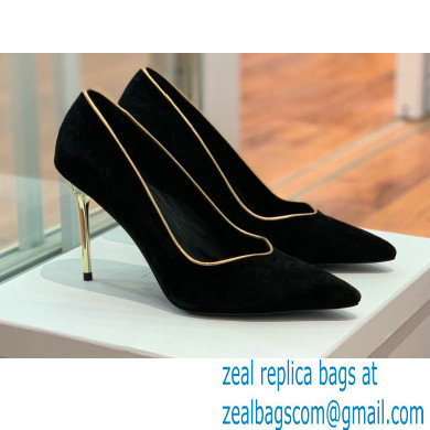 Balmain Heel 10.5cm Ruby pumps Suede Black/Gold 2022