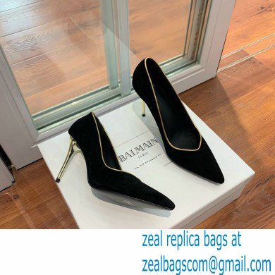 Balmain Heel 10.5cm Ruby pumps Suede Black/Gold 2022