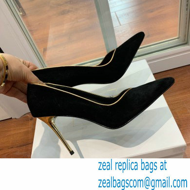 Balmain Heel 10.5cm Ruby pumps Suede Black/Gold 2022