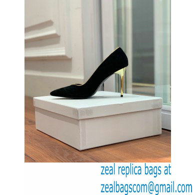 Balmain Heel 10.5cm Ruby pumps Suede Black/Gold 2022 - Click Image to Close
