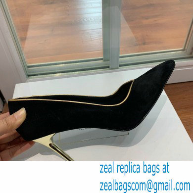 Balmain Heel 10.5cm Ruby pumps Suede Black/Gold 2022 - Click Image to Close