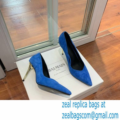 Balmain Heel 10.5cm Ruby pumps Suede Blue 2022 - Click Image to Close