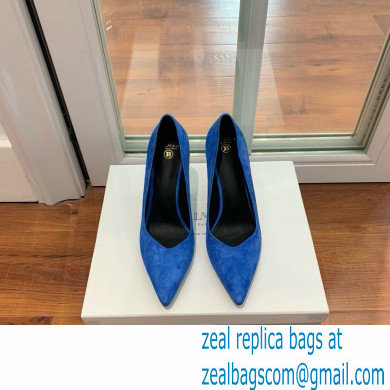 Balmain Heel 10.5cm Ruby pumps Suede Blue 2022 - Click Image to Close