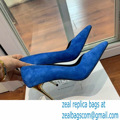 Balmain Heel 10.5cm Ruby pumps Suede Blue 2022 - Click Image to Close