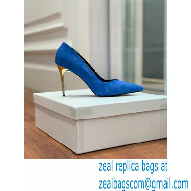 Balmain Heel 10.5cm Ruby pumps Suede Blue 2022 - Click Image to Close