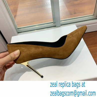 Balmain Heel 10.5cm Ruby pumps Suede Brown 2022 - Click Image to Close