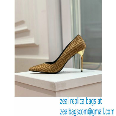 Balmain Heel 10.5cm Ruby pumps with Balmain Monogram Beige/Gold 2022 - Click Image to Close