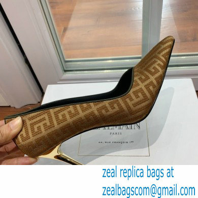 Balmain Heel 10.5cm Ruby pumps with Balmain Monogram Beige/Gold 2022 - Click Image to Close