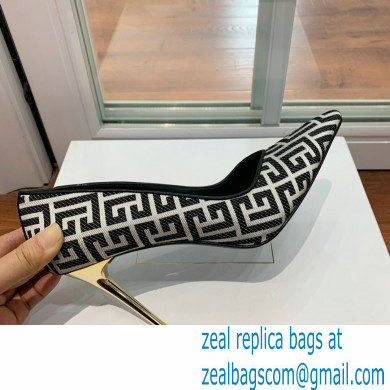 Balmain Heel 10.5cm Ruby pumps with Balmain Monogram Black/White 2022 - Click Image to Close