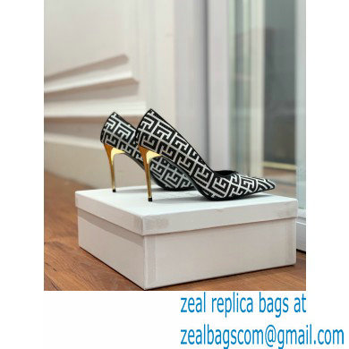 Balmain Heel 10.5cm Ruby pumps with Balmain Monogram Black/White 2022 - Click Image to Close