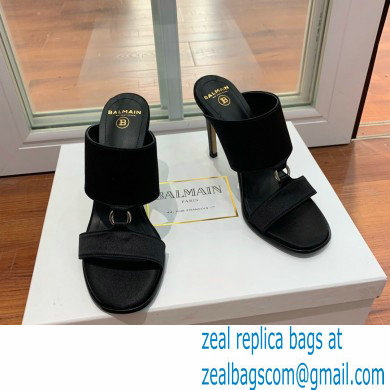 Balmain Heel 10.5cm Satin Paola Mules Black 2022 - Click Image to Close