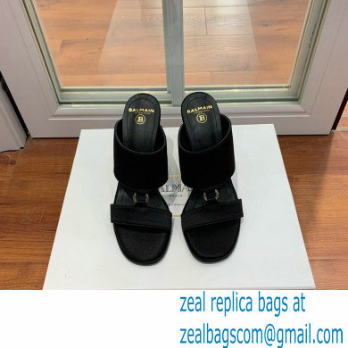 Balmain Heel 10.5cm Satin Paola Mules Black 2022 - Click Image to Close