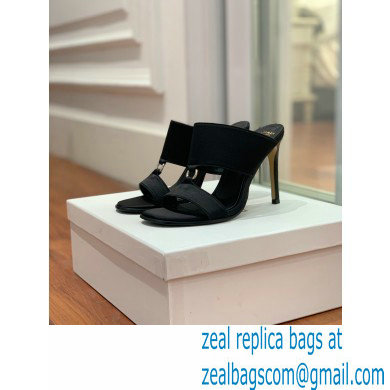 Balmain Heel 10.5cm Satin Paola Mules Black 2022 - Click Image to Close