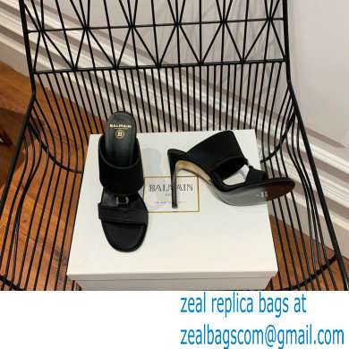 Balmain Heel 10.5cm Satin Paola Mules Black 2022 - Click Image to Close