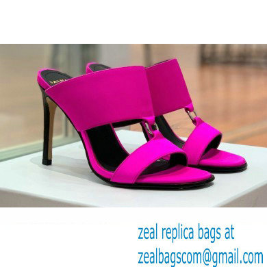 Balmain Heel 10.5cm Satin Paola Mules Fuchsia 2022 - Click Image to Close