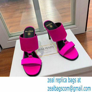 Balmain Heel 10.5cm Satin Paola Mules Fuchsia 2022 - Click Image to Close