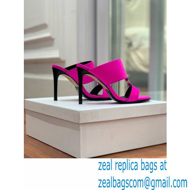 Balmain Heel 10.5cm Satin Paola Mules Fuchsia 2022 - Click Image to Close