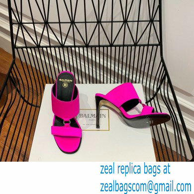 Balmain Heel 10.5cm Satin Paola Mules Fuchsia 2022 - Click Image to Close