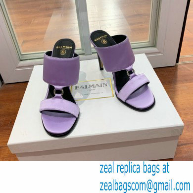 Balmain Heel 10.5cm Satin Paola Mules Lilac 2022 - Click Image to Close