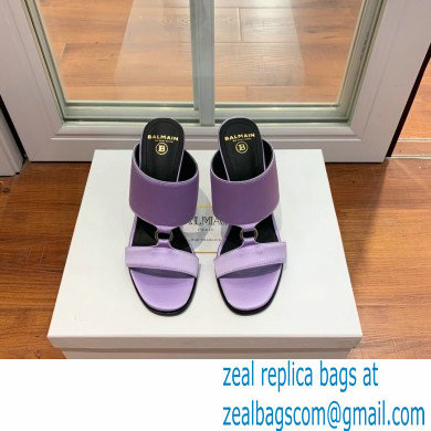 Balmain Heel 10.5cm Satin Paola Mules Lilac 2022 - Click Image to Close