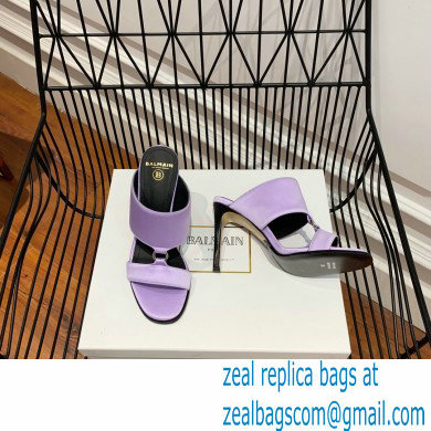 Balmain Heel 10.5cm Satin Paola Mules Lilac 2022 - Click Image to Close