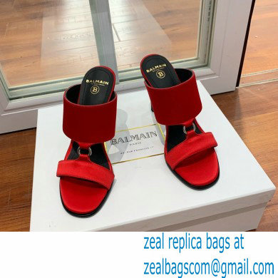 Balmain Heel 10.5cm Satin Paola Mules Red 2022 - Click Image to Close