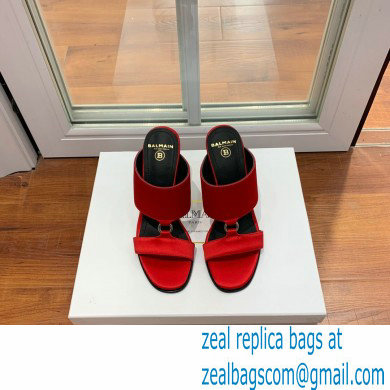 Balmain Heel 10.5cm Satin Paola Mules Red 2022