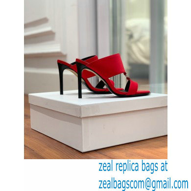 Balmain Heel 10.5cm Satin Paola Mules Red 2022 - Click Image to Close