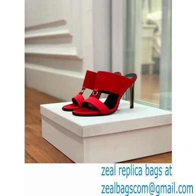 Balmain Heel 10.5cm Satin Paola Mules Red 2022