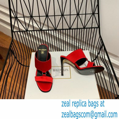 Balmain Heel 10.5cm Satin Paola Mules Red 2022