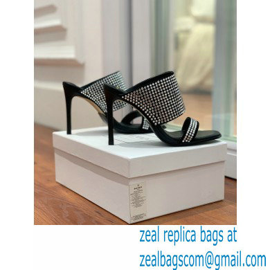 Balmain Heel 10.5cm Suede Crystal Mules Black/Silver 2022