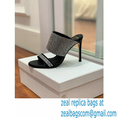 Balmain Heel 10.5cm Suede Crystal Mules Black/Silver 2022