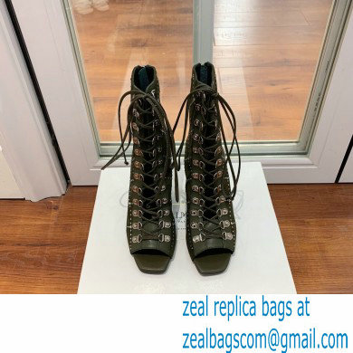 Balmain Heel 10.5cm Suede Ryana lace-up Ankle Boots Army Green 2022 - Click Image to Close