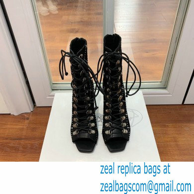 Balmain Heel 10.5cm Suede Ryana lace-up Ankle Boots Black 2022 - Click Image to Close