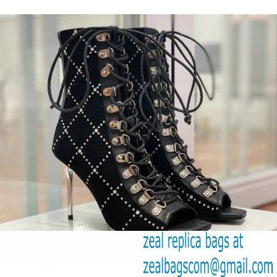 Balmain Heel 10.5cm Suede Ryana lace-up Ankle Boots Black 2022