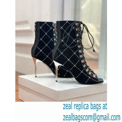 Balmain Heel 10.5cm Suede Ryana lace-up Ankle Boots Black 2022