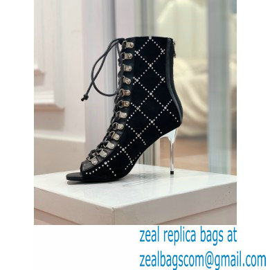 Balmain Heel 10.5cm Suede Ryana lace-up Ankle Boots Black 2022